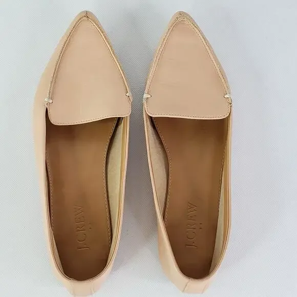 J. Crew Leather Edie Loafers Pointed Tow Beige Women's Size 7 - Picture 2 of 8